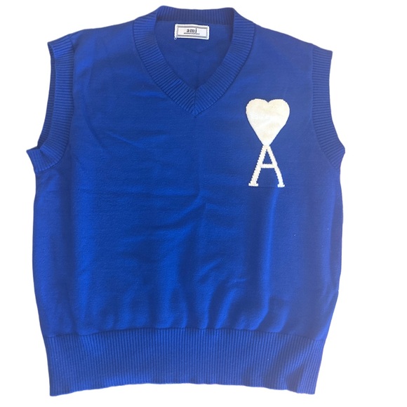Ami Alexandre Mattiussi Sweaters - AMI ALEXANDRE MATTIUSSI Royal Blue Logo Sweater Vest